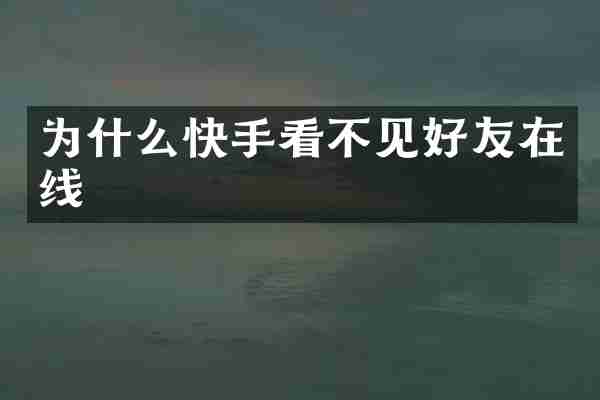 为什么快手看不见好友在线