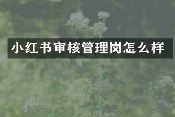 小红书审核管理岗怎么样