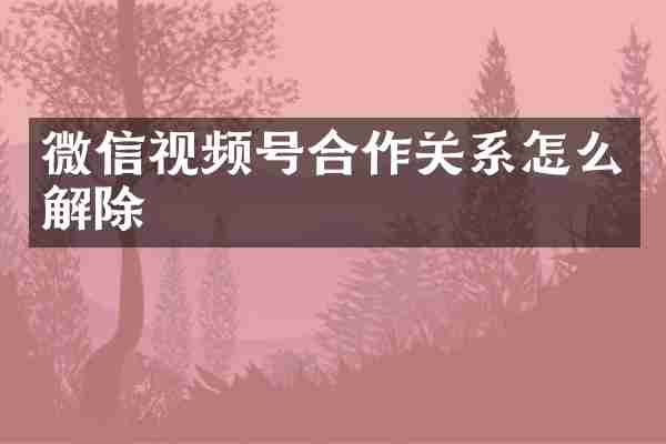 微信视频号合作关系怎么解除