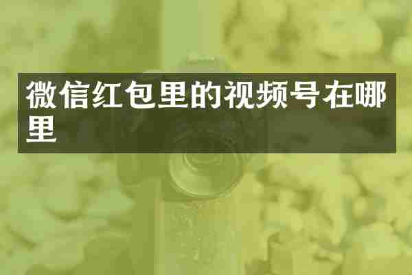微信红包里的视频号在哪里