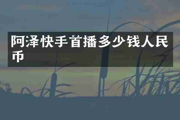 阿泽快手首播多少钱人民币