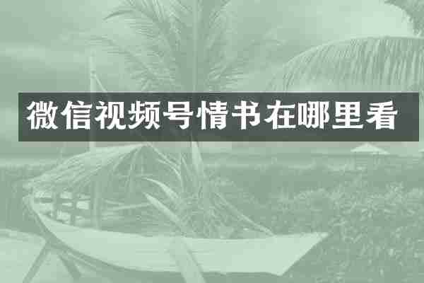 微信视频号情书在哪里看
