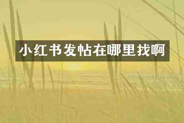 小红书发帖在哪里找啊