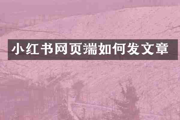 小红书网页端如何发文章