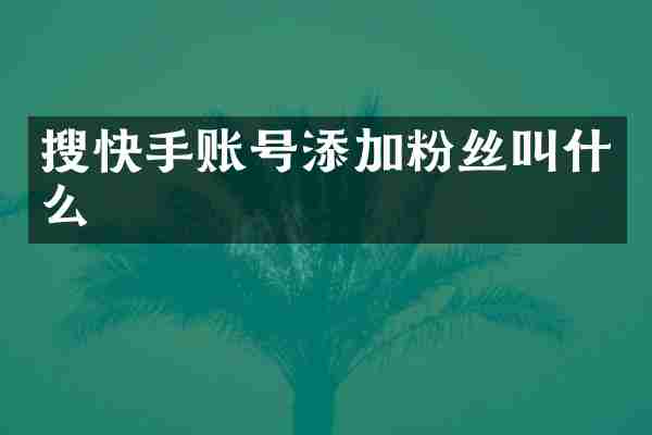 搜快手账号添加粉丝叫什么