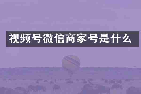 视频号微信商家号是什么