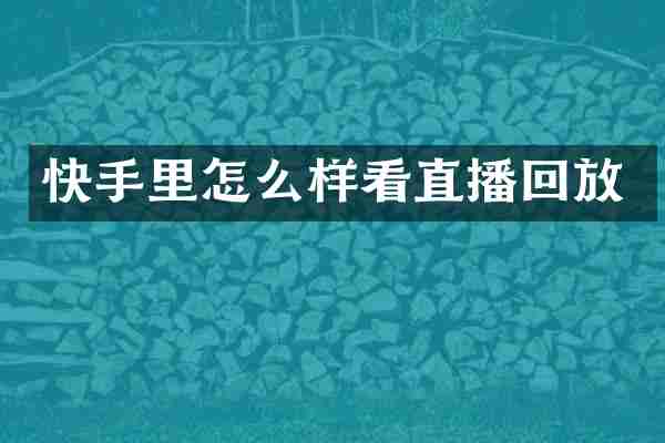 快手里怎么样看直播回放