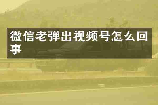 微信老弹出视频号怎么回事