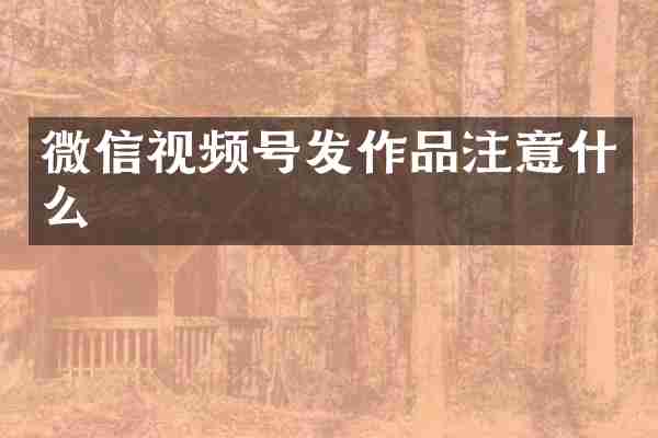 微信视频号发作品注意什么