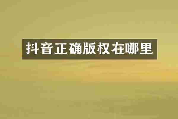 抖音正确版权在哪里