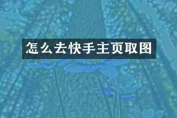 怎么去快手主页取图