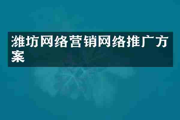 潍坊网络营销网络推广方案