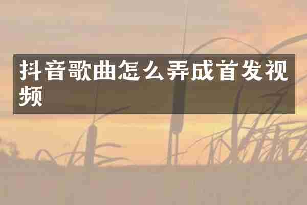 抖音歌曲怎么弄成首发视频