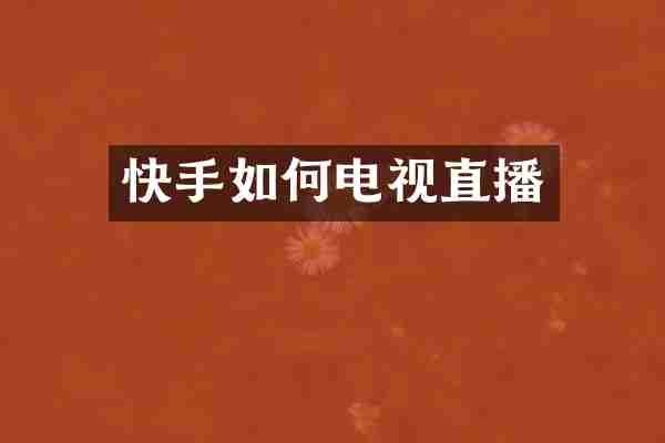快手如何电视直播
