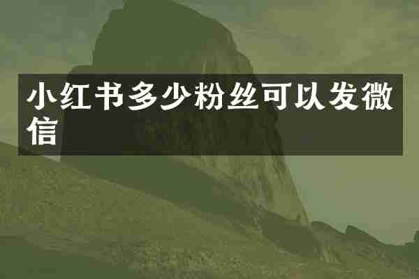 小红书多少粉丝可以发微信