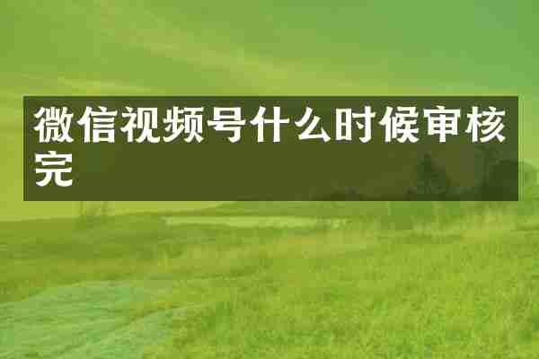 微信视频号什么时候审核完