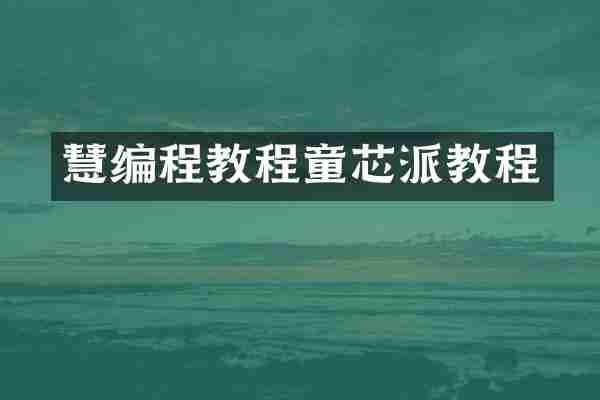 慧编程教程童芯派教程