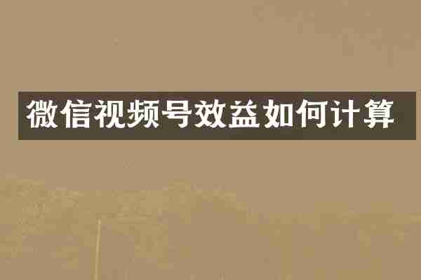 微信视频号效益如何计算