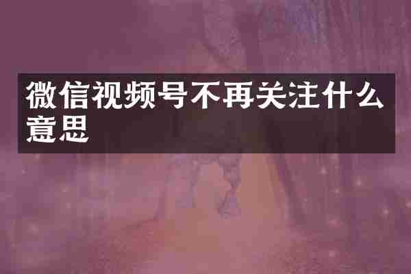 微信视频号不再关注什么意思