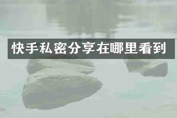 快手私密分享在哪里看到