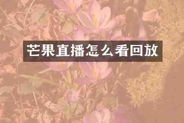 芒果直播怎么看回放