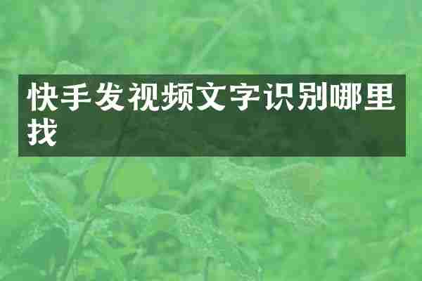 快手发视频文字识别哪里找