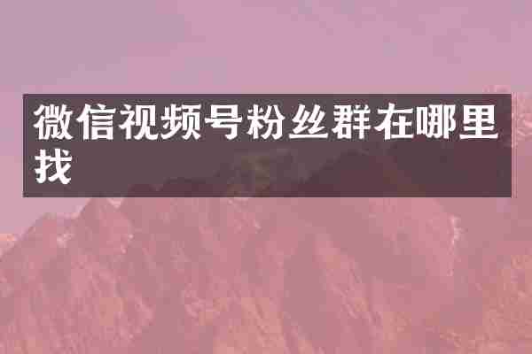 微信视频号粉丝群在哪里找