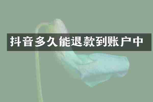 抖音多久能退款到账户中