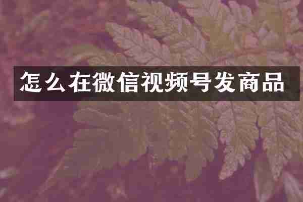 怎么在微信视频号发商品