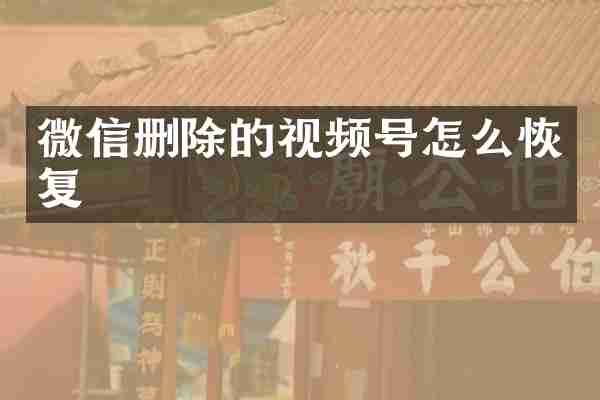 微信删除的视频号怎么恢复