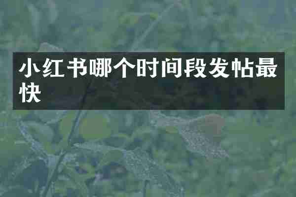 小红书哪个时间段发帖最快