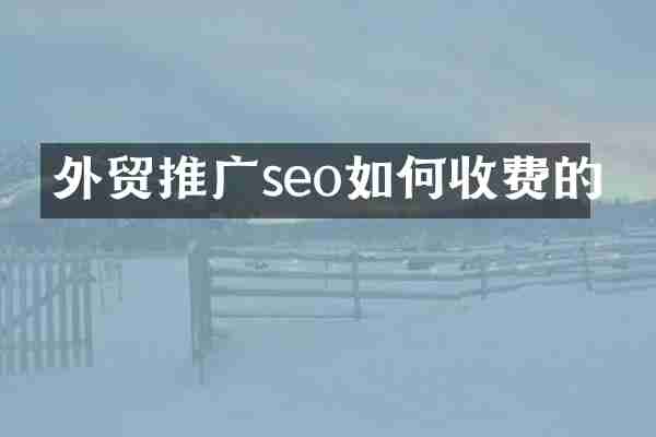 外贸推广seo如何收费的