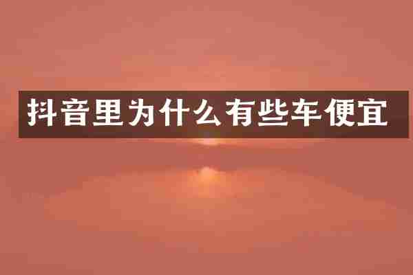 抖音里为什么有些车便宜