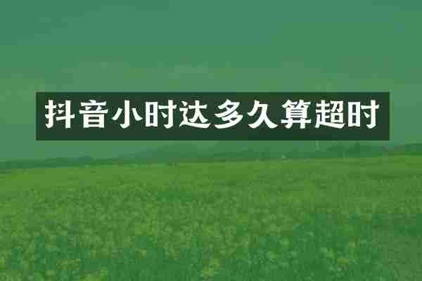 抖音小时达多久算超时