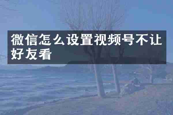 微信怎么设置视频号不让好友看