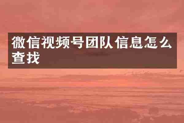 微信视频号团队信息怎么查找
