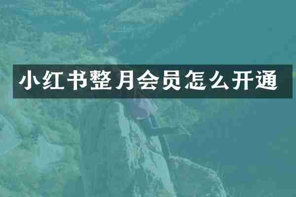 小红书整月会员怎么开通