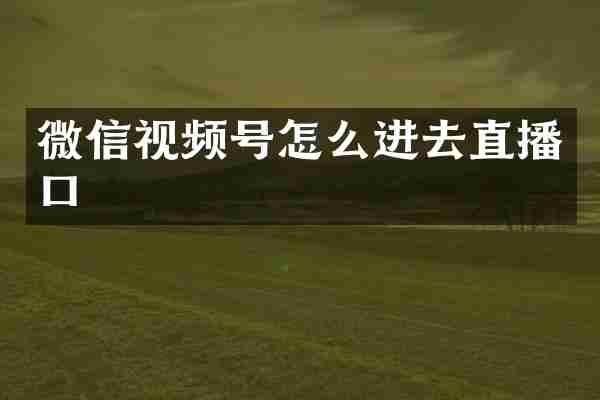 微信视频号怎么进去直播口