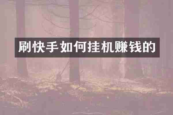 刷快手如何挂机赚钱的