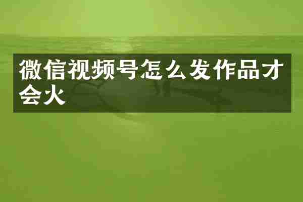 微信视频号怎么发作品才会火