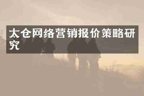 太仓网络营销报价策略研究