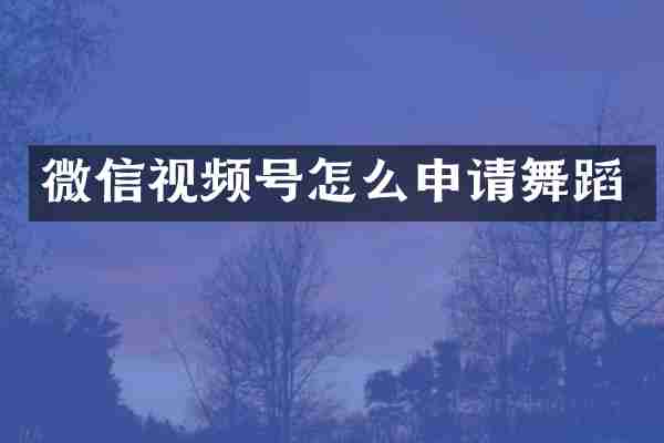 微信视频号怎么申请舞蹈