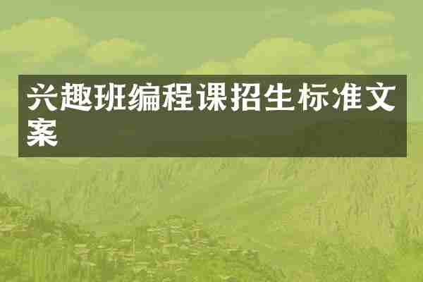 兴趣班编程课招生标准文案