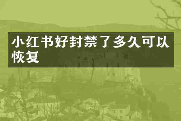 小红书好封禁了多久可以恢复