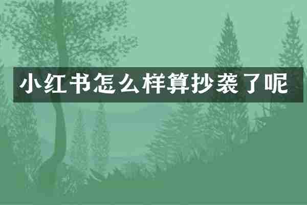 小红书怎么样算抄袭了呢