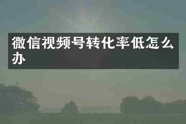 微信视频号转化率低怎么办