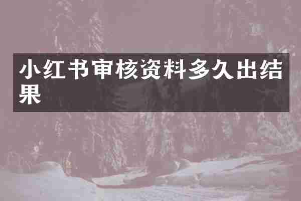 小红书审核资料多久出结果