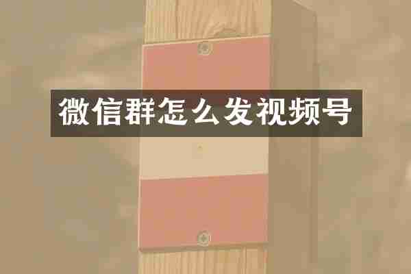 微信群怎么发视频号