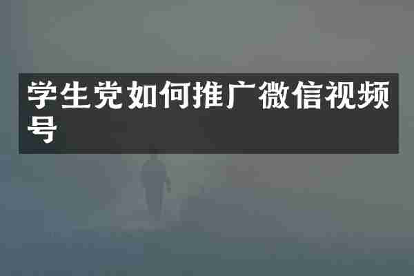 学生党如何推广微信视频号