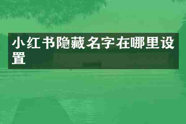 小红书隐藏名字在哪里设置